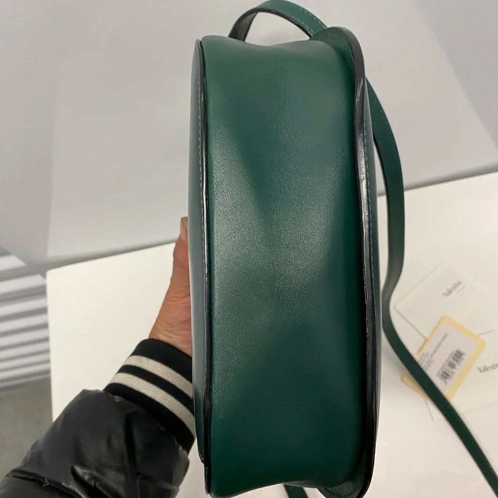NWT VALEXTRA green LEATHER TWIST CROSSBODY handbag bag - Picture 7 of 14